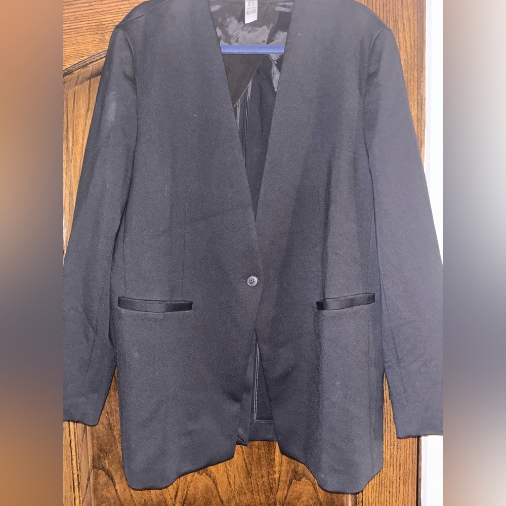 SPANX The Perfect Collarless Oversized Black Blazer Plus 1X Compression Comfort